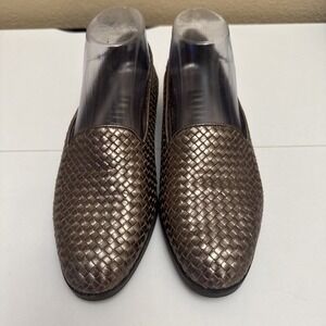 Amalfi Italy Copper Woven Leather Flats Women's Shoes Metallic Almond Toe Sz 9B